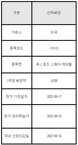 미국주식 선택배당 안내 OSXQ