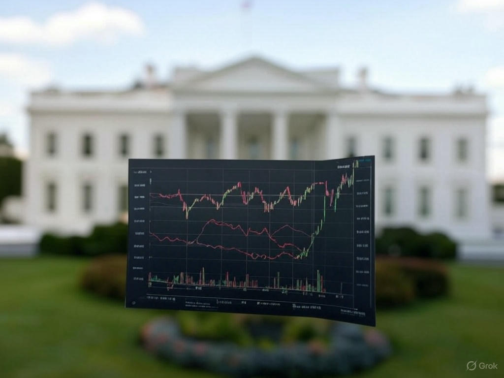 백악관과 주식차트가 함께 보이는 이미지
