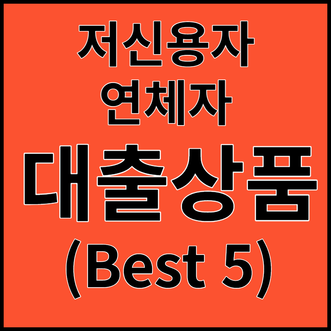 저신용자, 연체자 대출상품 총정리!!! (Best 5)