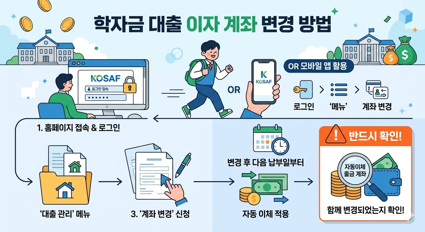 학자금 대출 이자 계좌 변경 방법