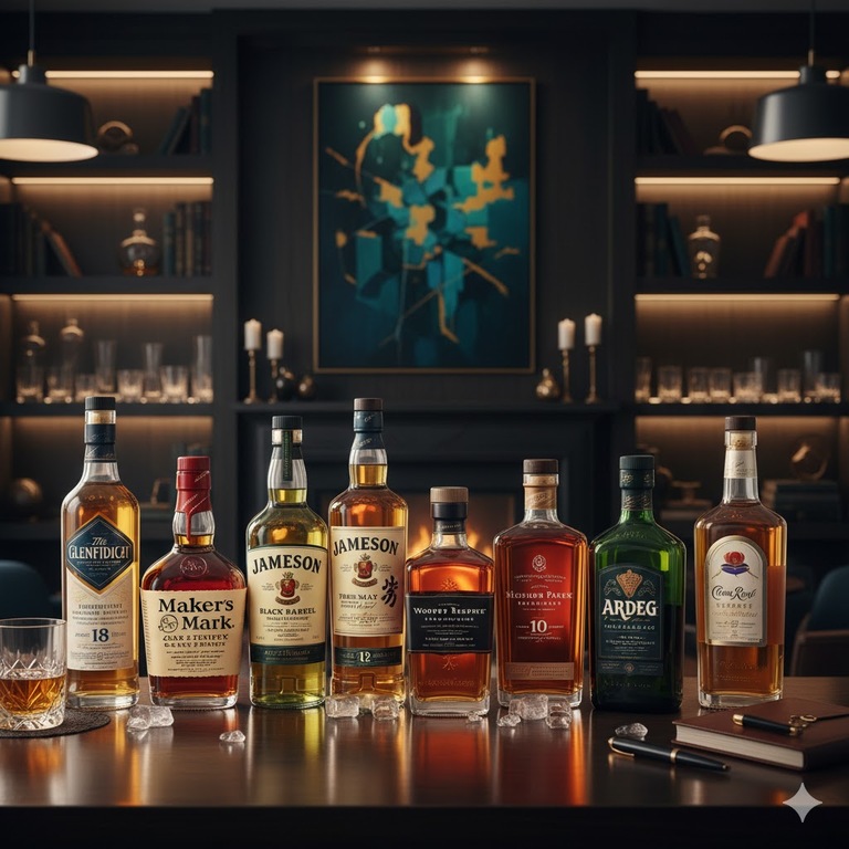 위스키의 다양성을 보여주는 이미지