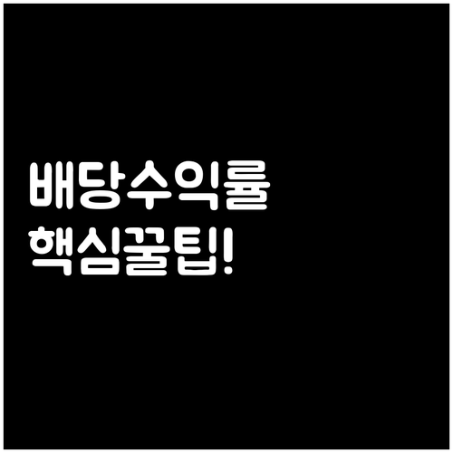 배당수익률 총정리 계산법과 필수 확인..