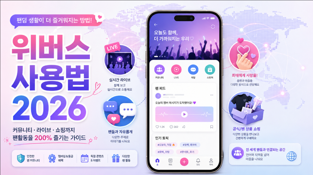 위버스 사용법 2026 K-팝 팬덤 플랫폼 가입 라이브 DM 굿즈 활용 팁 이미지