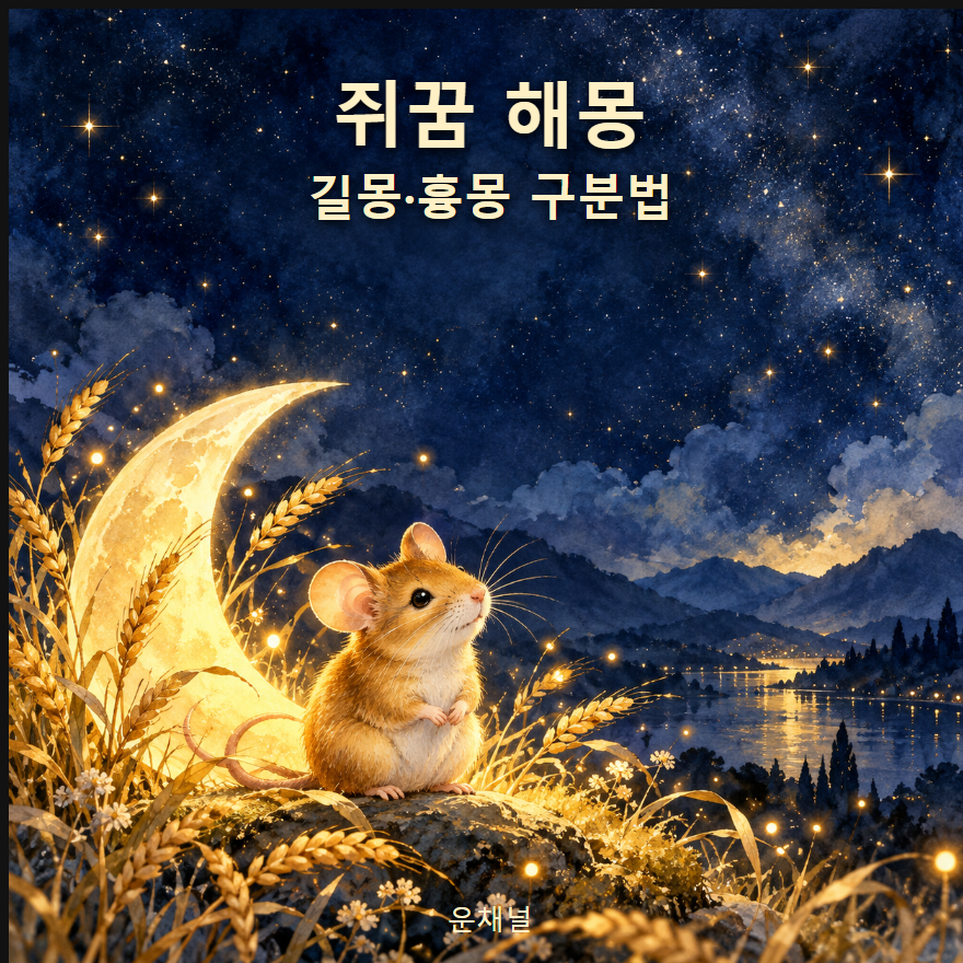쥐꿈 해몽 길몽 흉몽 구분법을 담은 AI 일러스트