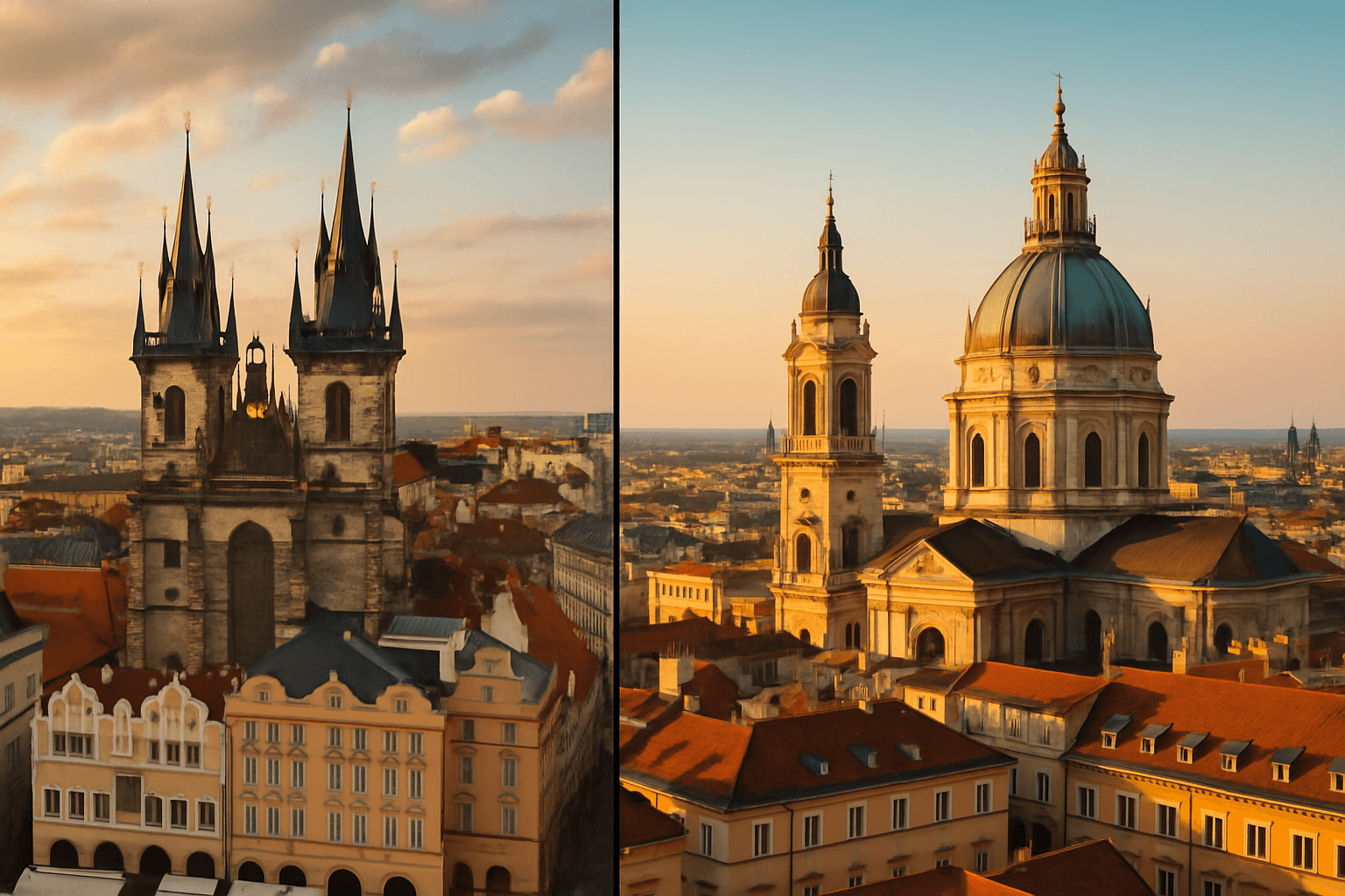 동유럽과 서유럽 풍경 이미지