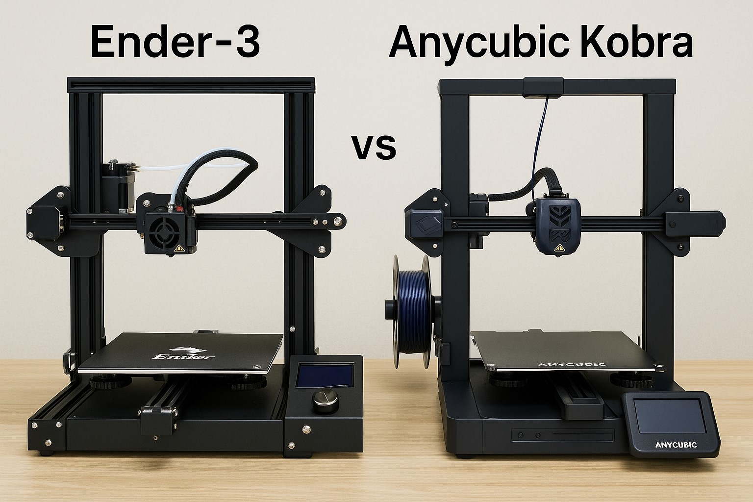 Ender-3와 Anycubic Kobra 3D 프린터 실물 비교 사진