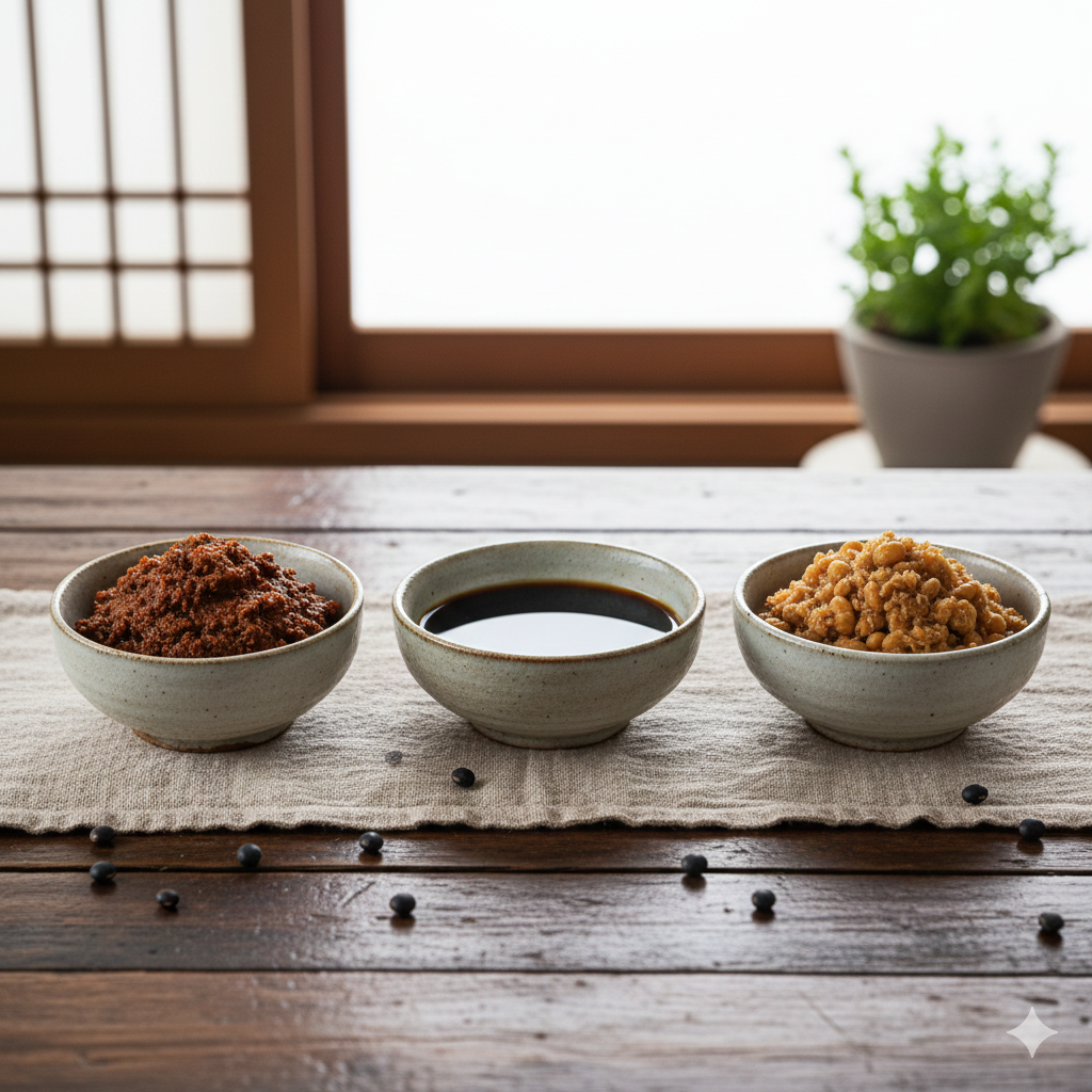 메주콩으로 만든 된장, 간장, 청국장