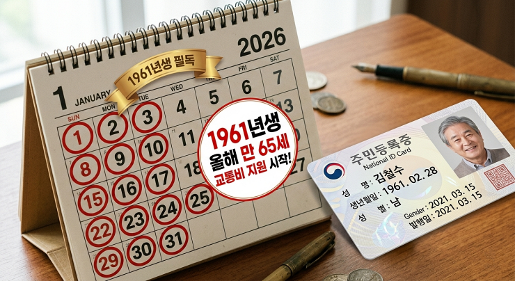 2026년 노인 교통비 지원: 1961년생 신규 대상자 확인