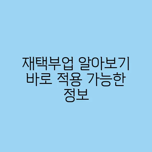 재택부업 알아보기 바로 적용 가능한 정보