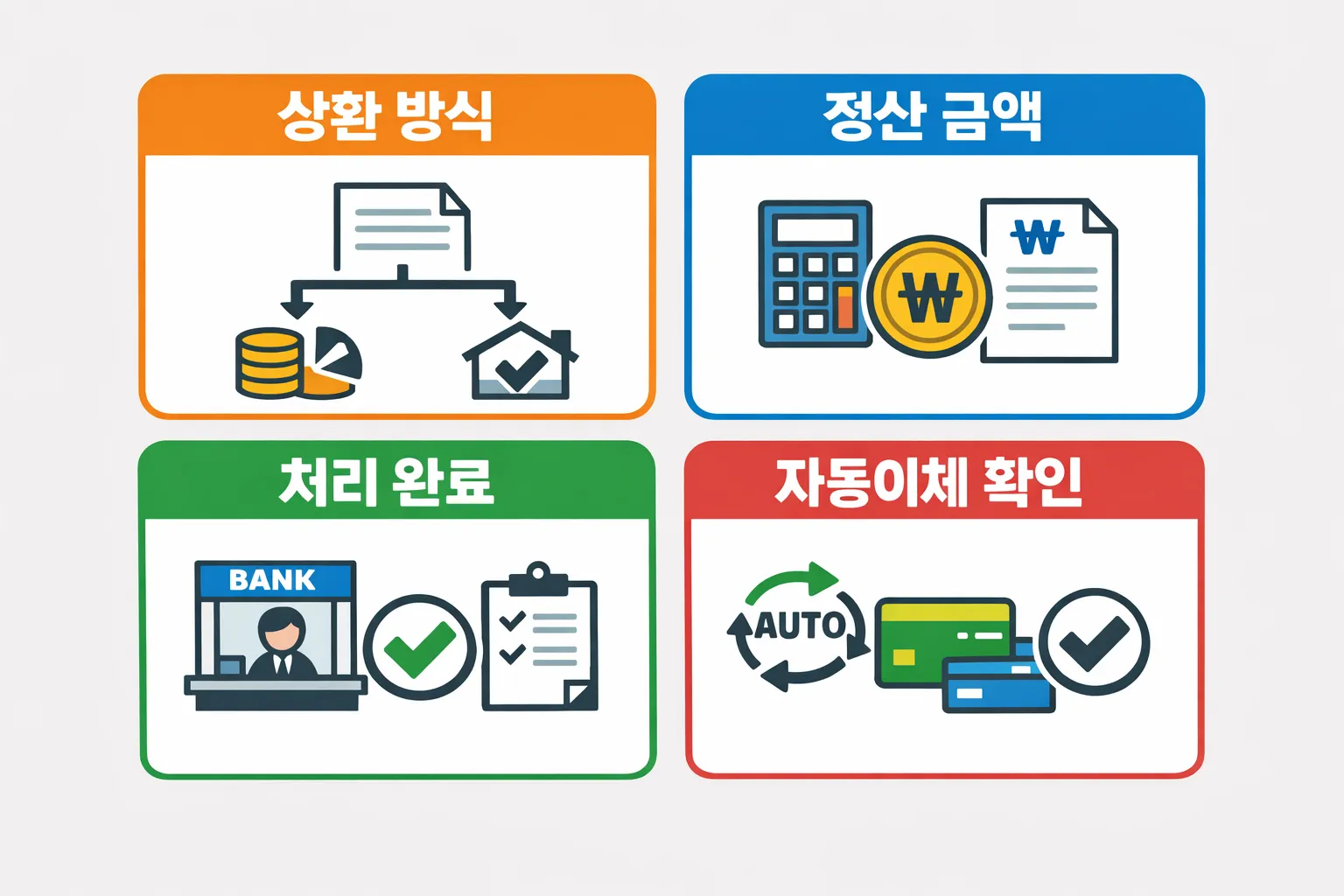 버팀목 전세자금대출 중도상환 진행 시 상환 방식 선택부터 정산 금액 확인, 처리 완료와 자동이체 점검까지 흐름을 정리한 이미지