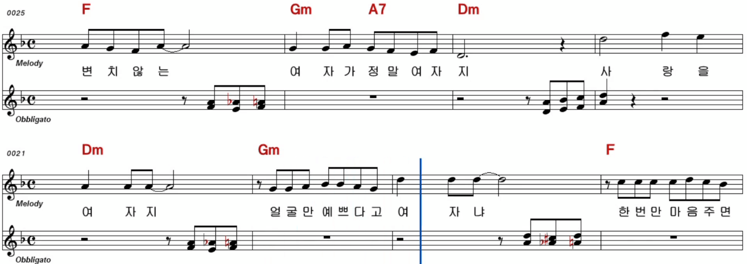 영탁(남진) 마음이 고와야지 악보 노래방