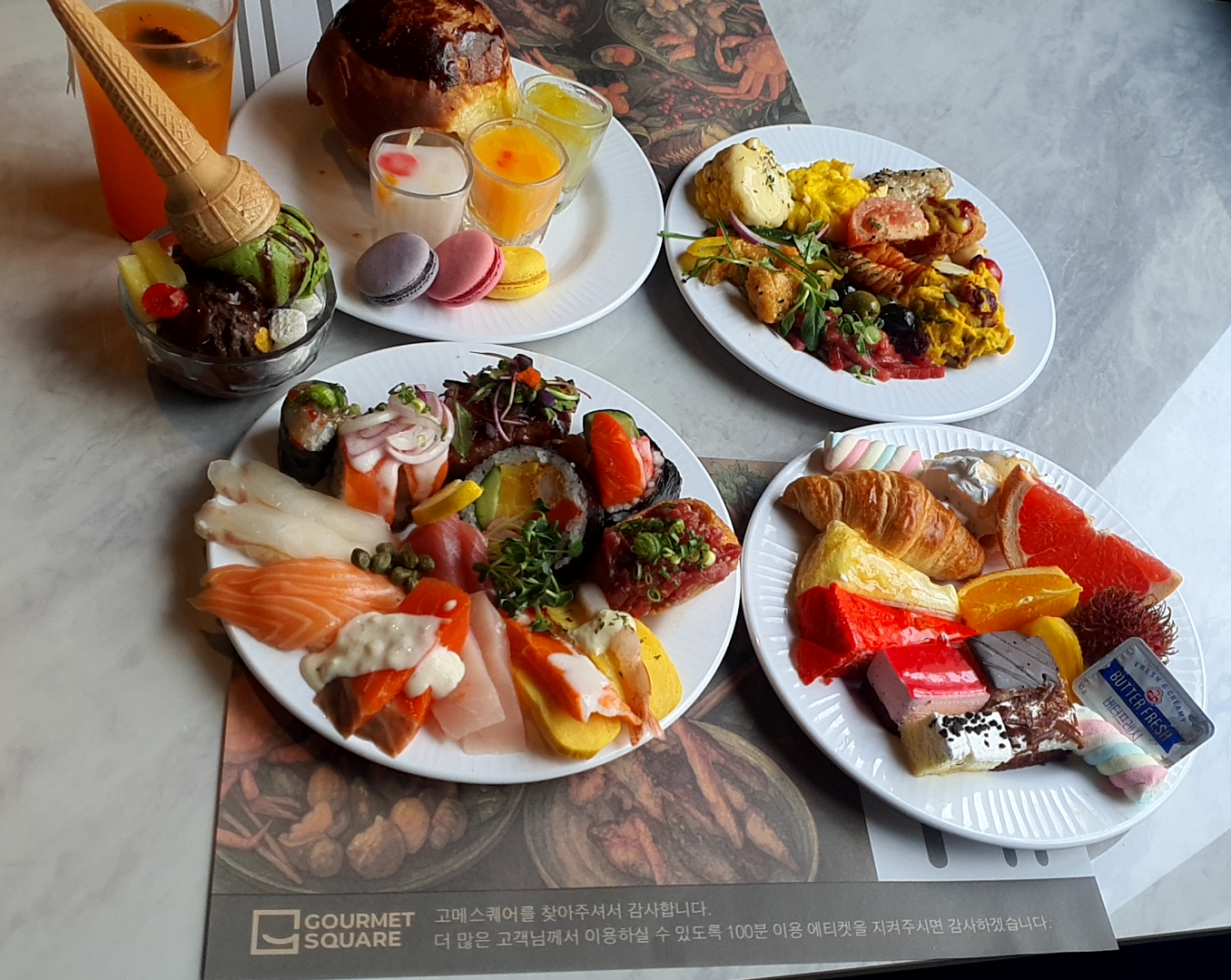 동탄 롯데백화점 고메스퀘어 뷔페 음식 구성, 초밥 디저트 핫푸드 다양한 메뉴
