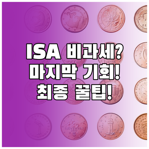 ISA 계좌 12월 31일 마감 소멸..