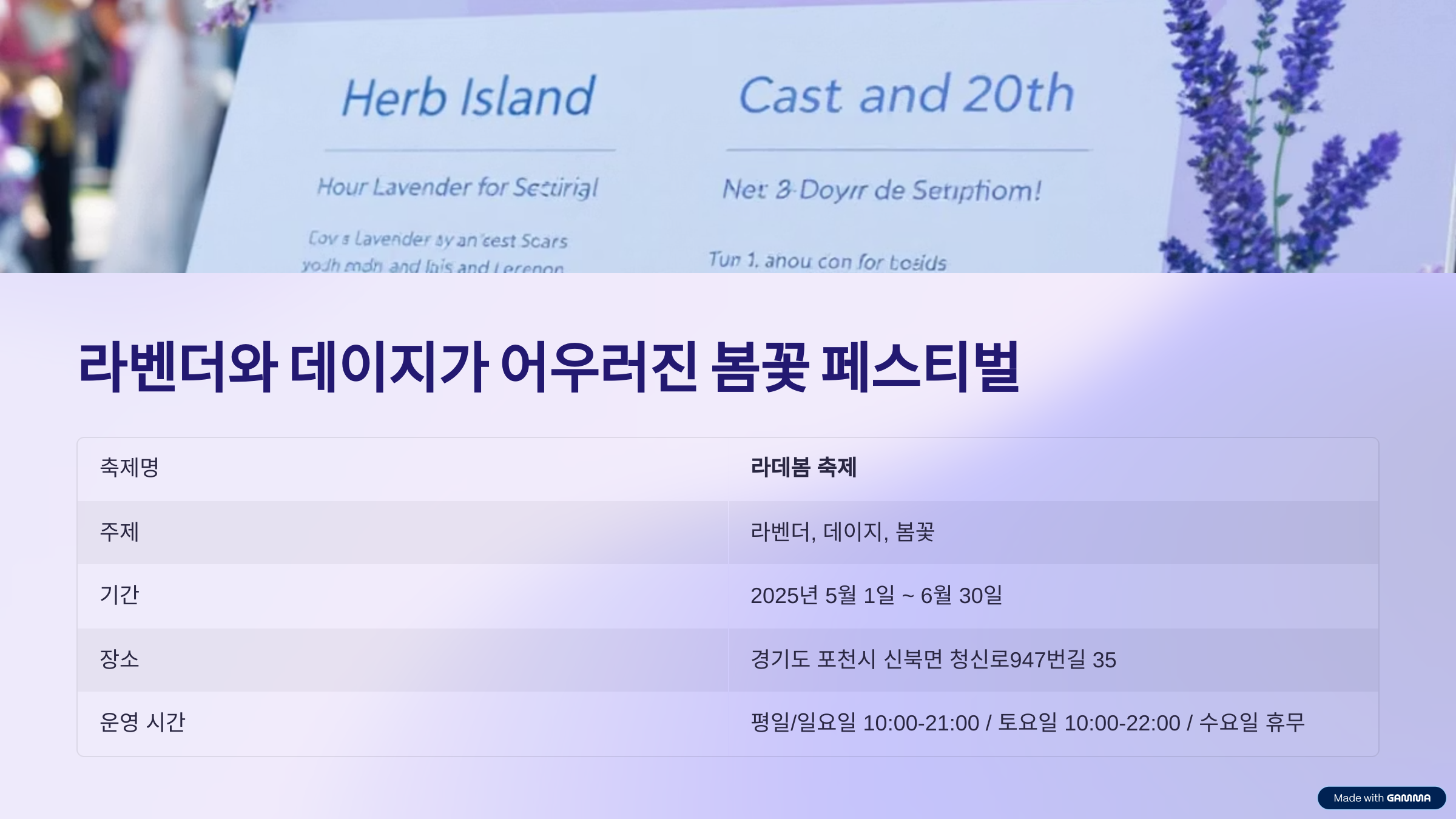 포천 허브아일랜드 라데봄 축제 총정리