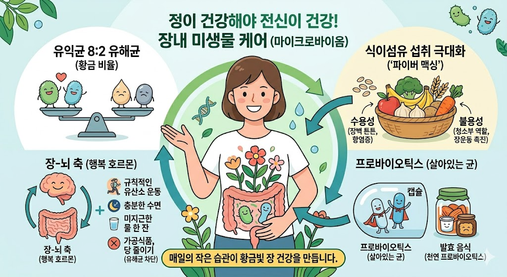 장내 미생물 케어 (장미생물균형, 식이섬유, 건강관리)