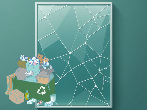 불연성쓰레기봉투-깨진거울