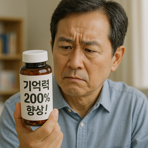 허위 과장 문구가 적힌 건기식을 살펴보는 남성