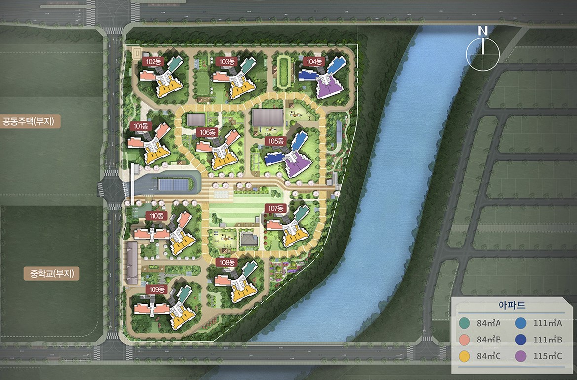 평택 고덕 대방디에트르 단지배치도