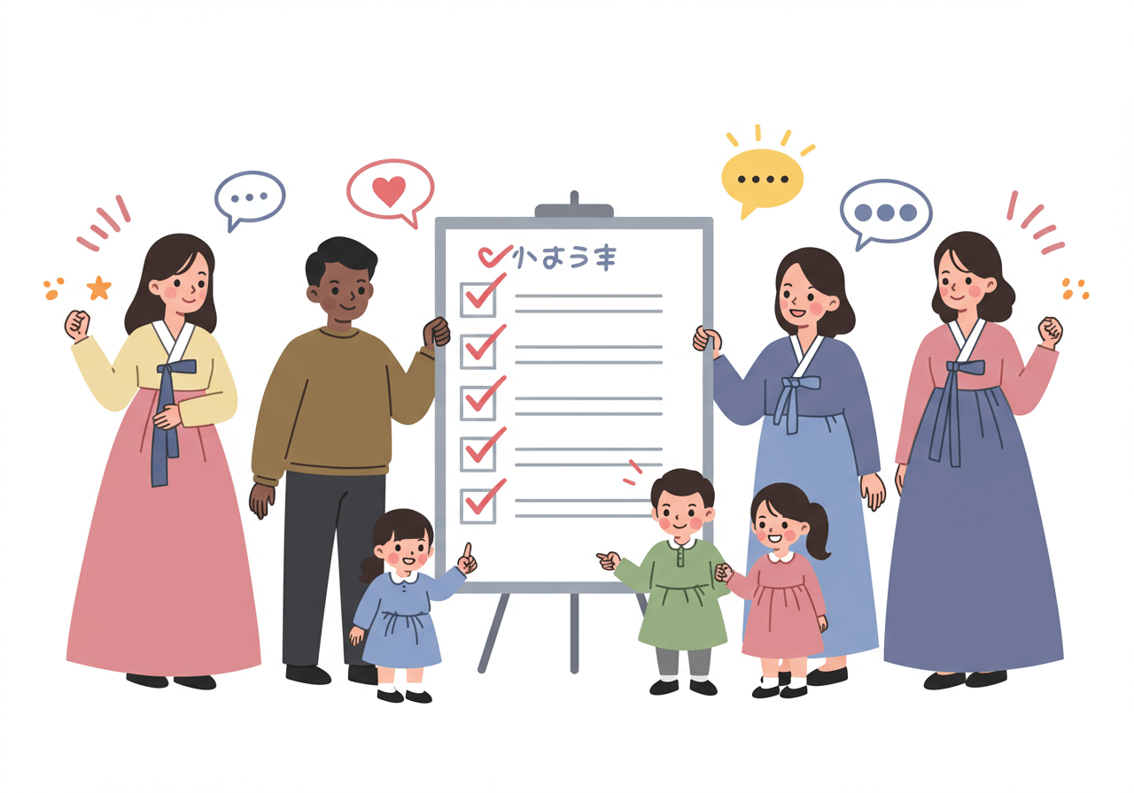 2025년 여성가족부 정책을 통해 복지 혜택을 받은 국민들이 기뻐하는 장면 3