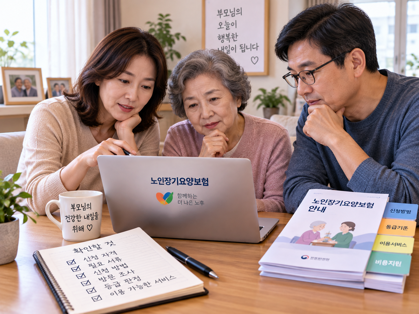 부모님의 장기요양등급 신청을 알아보는 가족