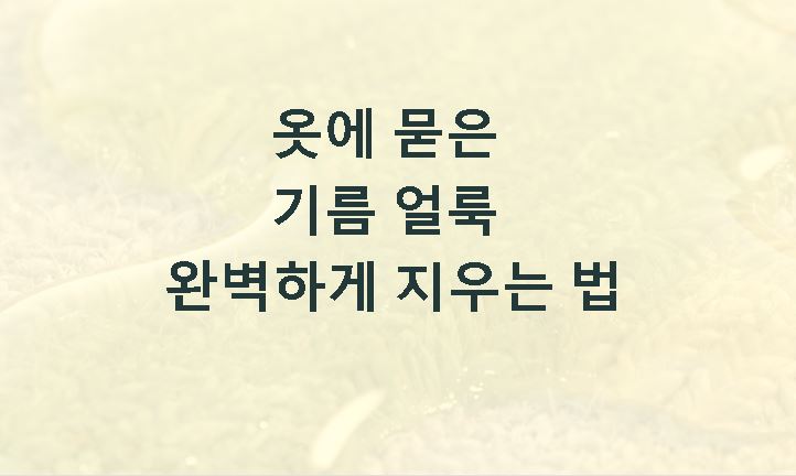 옷에 기름얼룩빼는법 상황별 정리