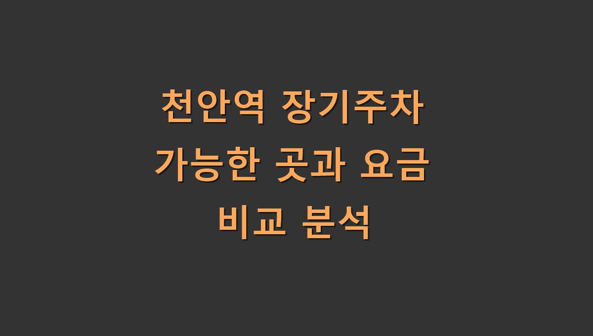 천안역 장기주차 가능한 곳과 요금 비교 분석