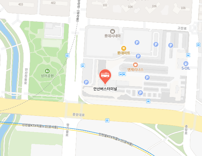 안산버스터미널 위치-지도
