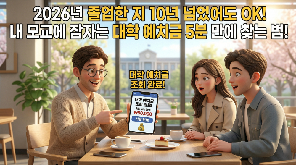 대학 예치금 환급 가능한 부분 설명중인 모습을 표현한 캐릭터 이미지