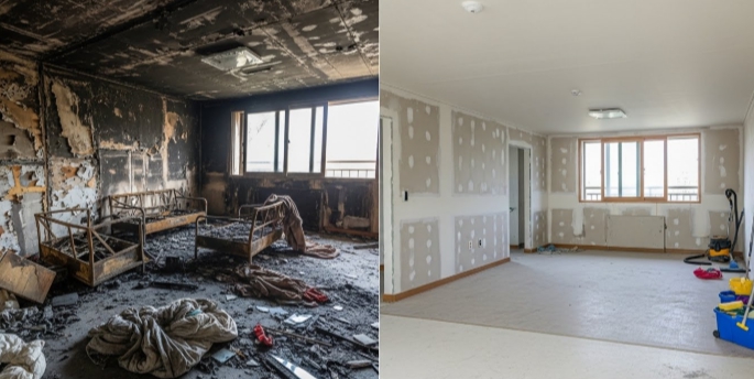 군포 화재청소 전과 후