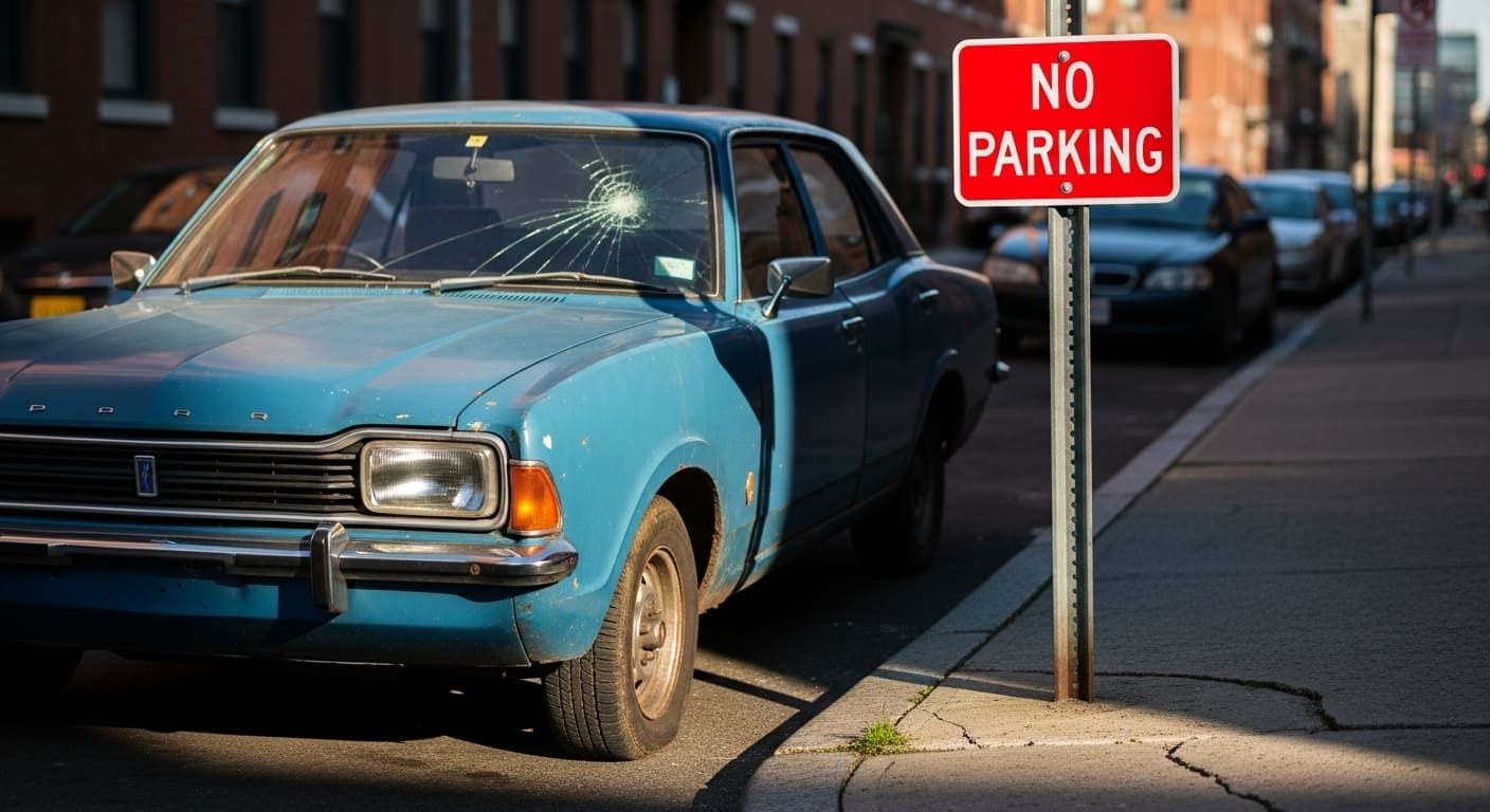 주정차 단속 구역에 설치된 금지 표지판