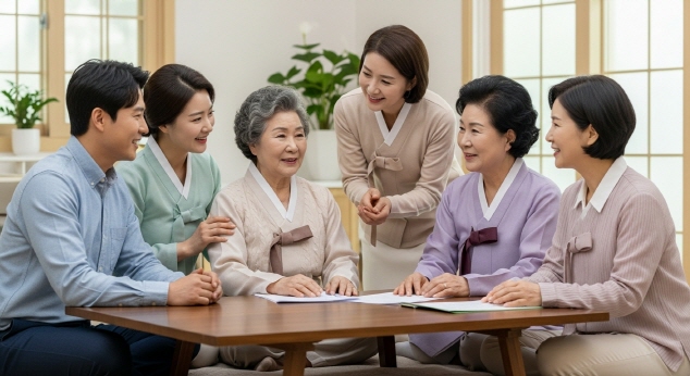 장기요양 계획을 논의하는 가족