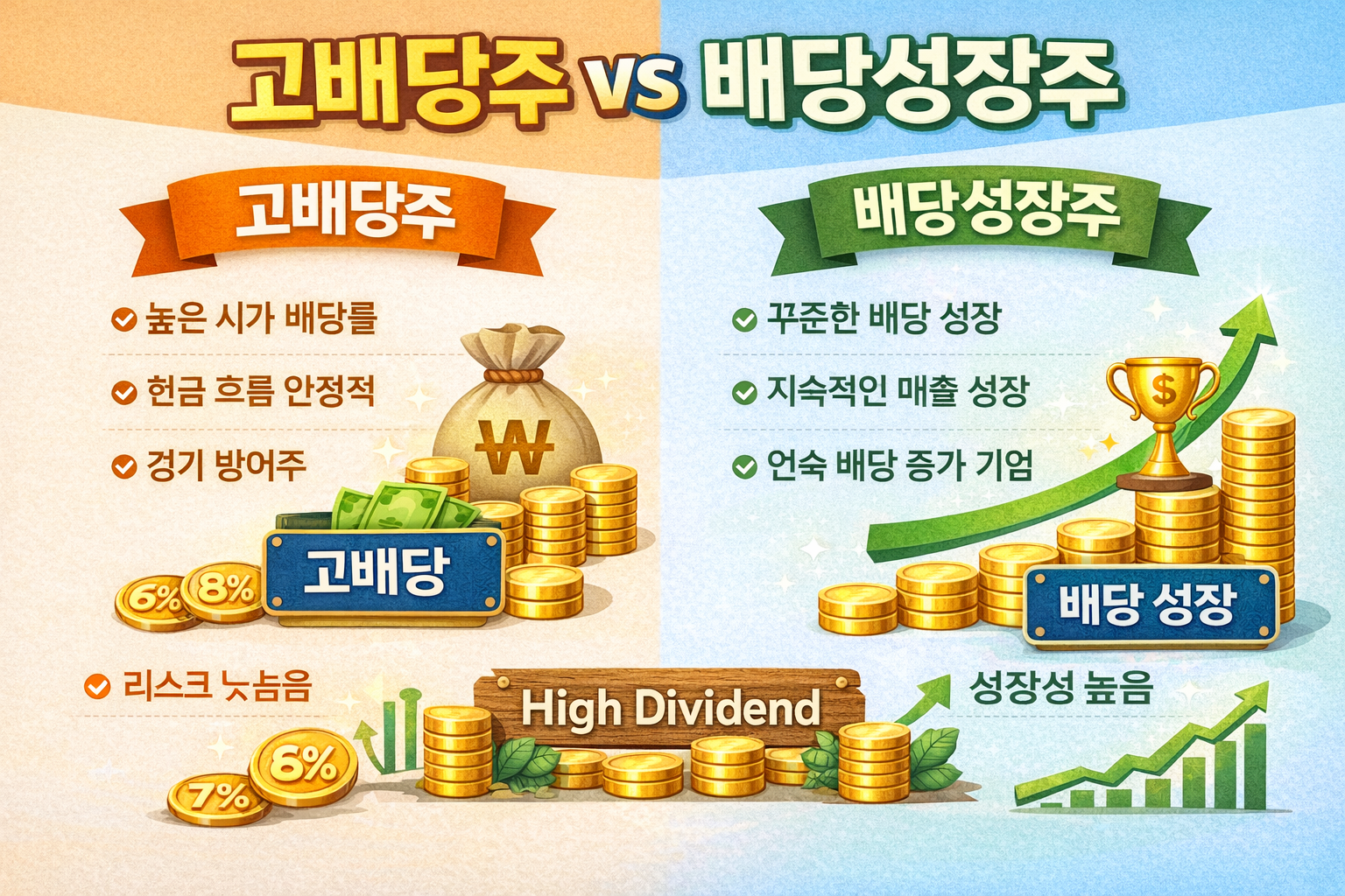 고배당주와 배당성장주 차이점