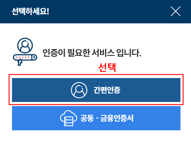 [본인인증 간편인증 선택]