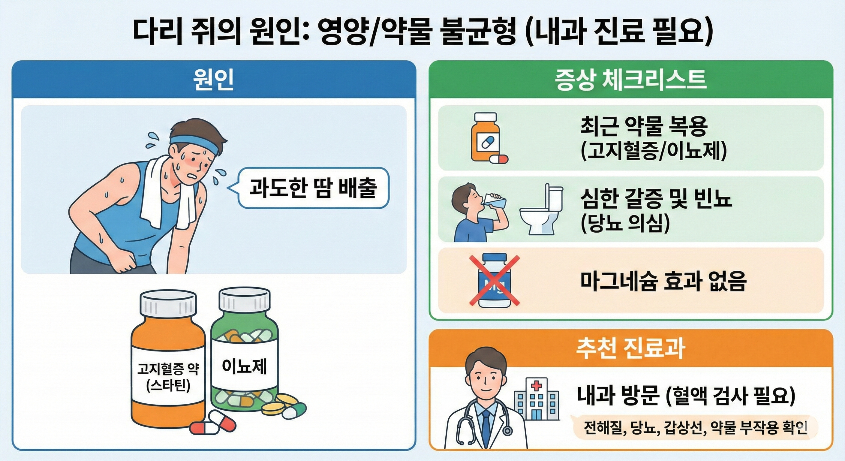 다리 쥐 원인: 영양 약물 불균형