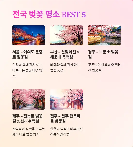 전국 벚꽃 명소 BEST 5