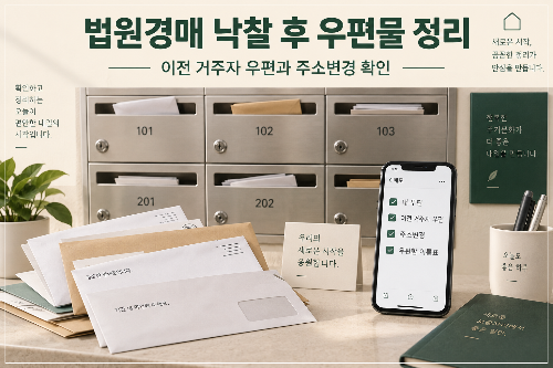 법원경매 낙찰 후 이전 거주자 우편과 내 주소변경을 정리하는 모습