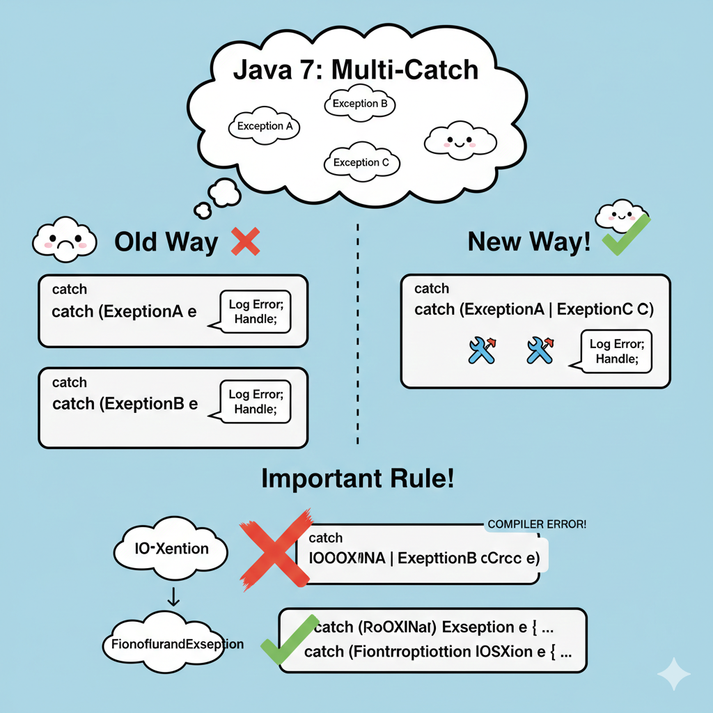 Java7 multi-catch