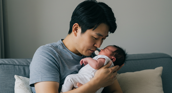 엄마가 수유 후 물 마시는 장면