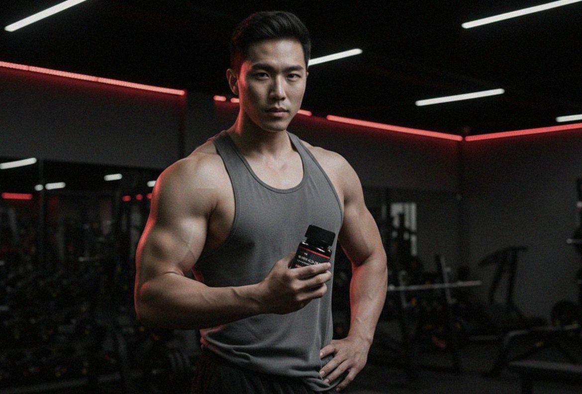 Korean Asian man feeling energetic after morning workout