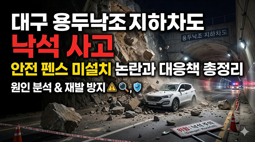 대구 남구 봉덕동 용두낙 낙석 사고, 100kg 암석이 덮친 지하차도 보행로 참변 (안전펜스 부재와 관리 책임)