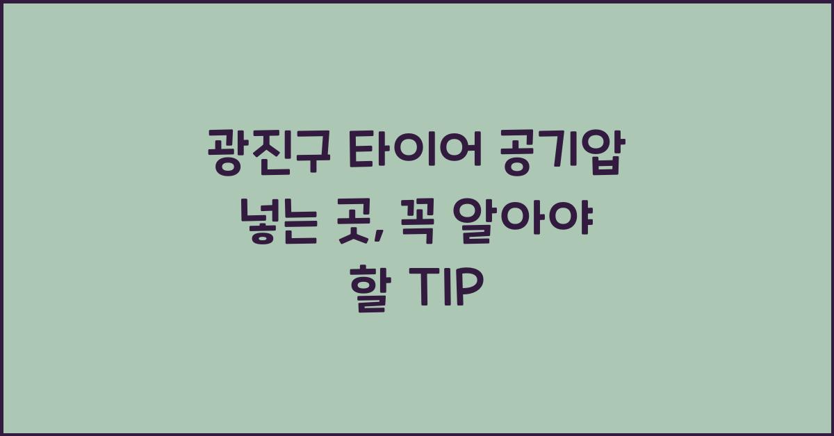 광진구 타이어 공기압 넣는 곳