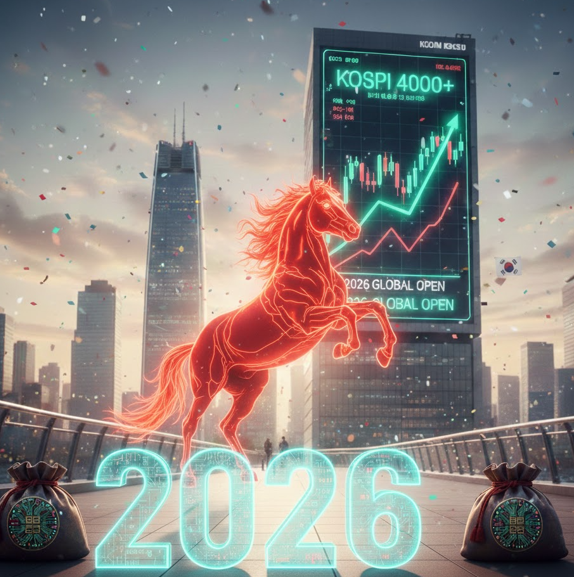 2026년 붉은 말의 해 (신년 주식시장 AI 이미지)
