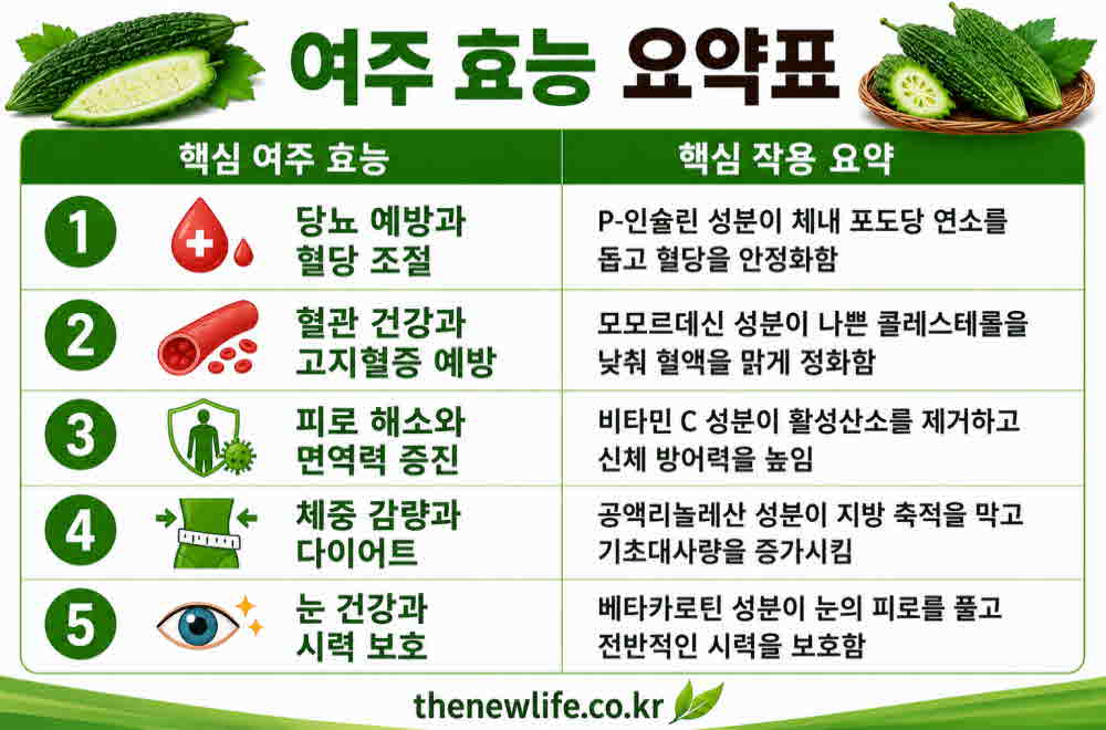 여주 효능 요약표