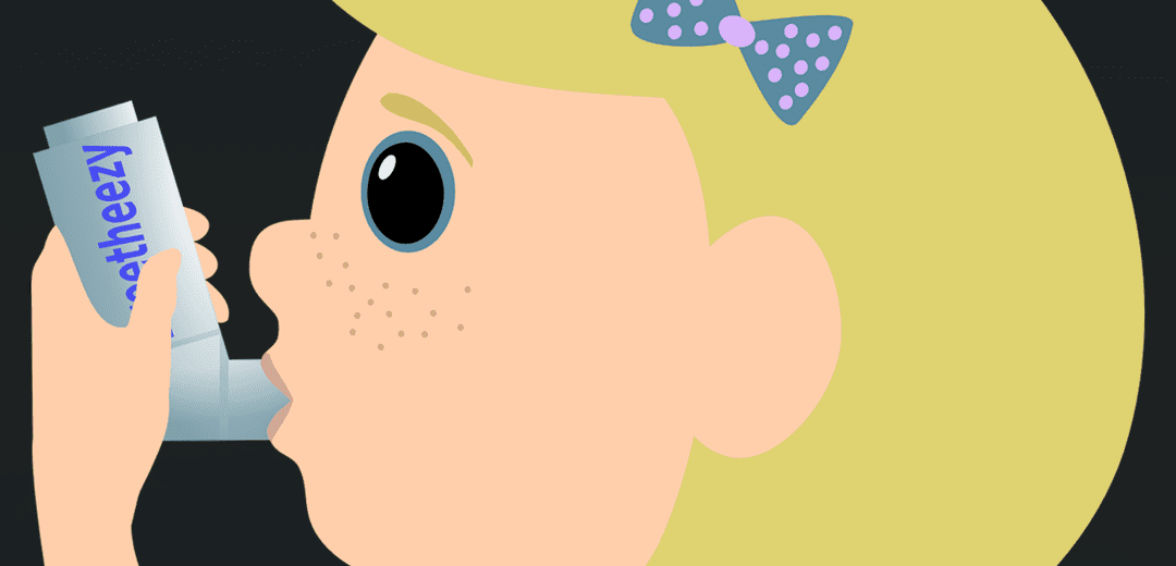 호흡기를 사용하고 있는 소녀