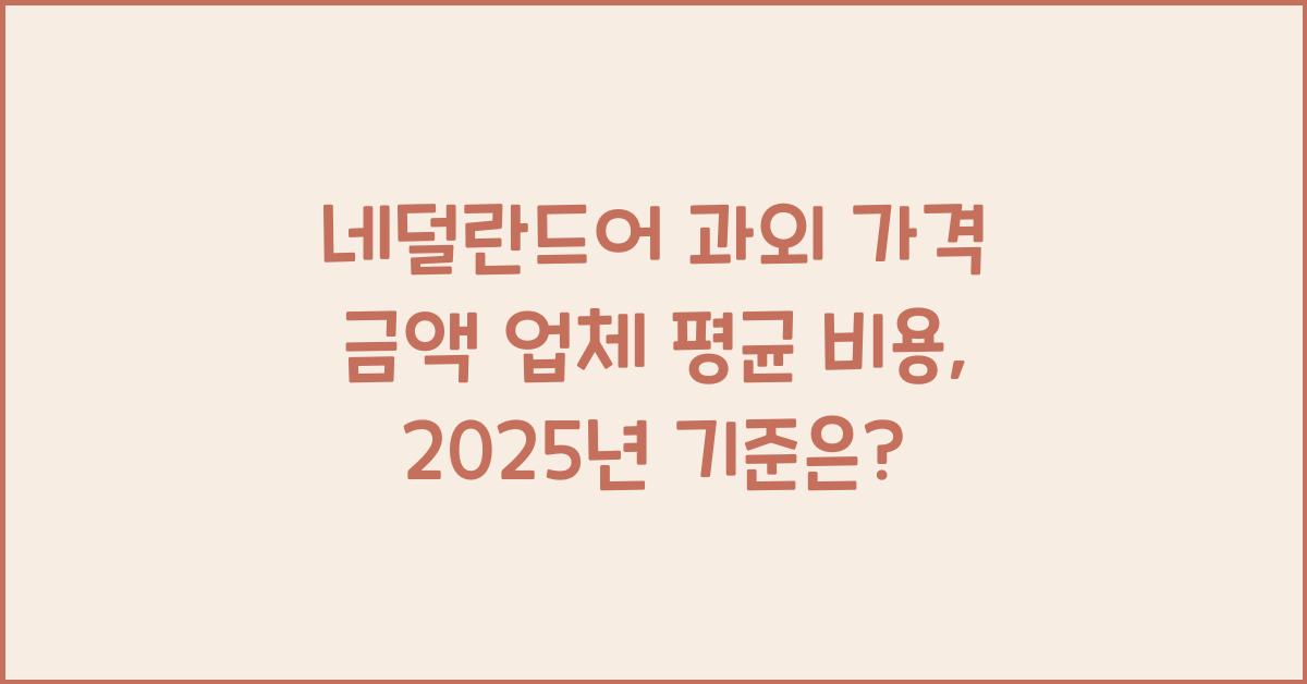 네덜란드어 과외 가격 금액 업체 평균 비용