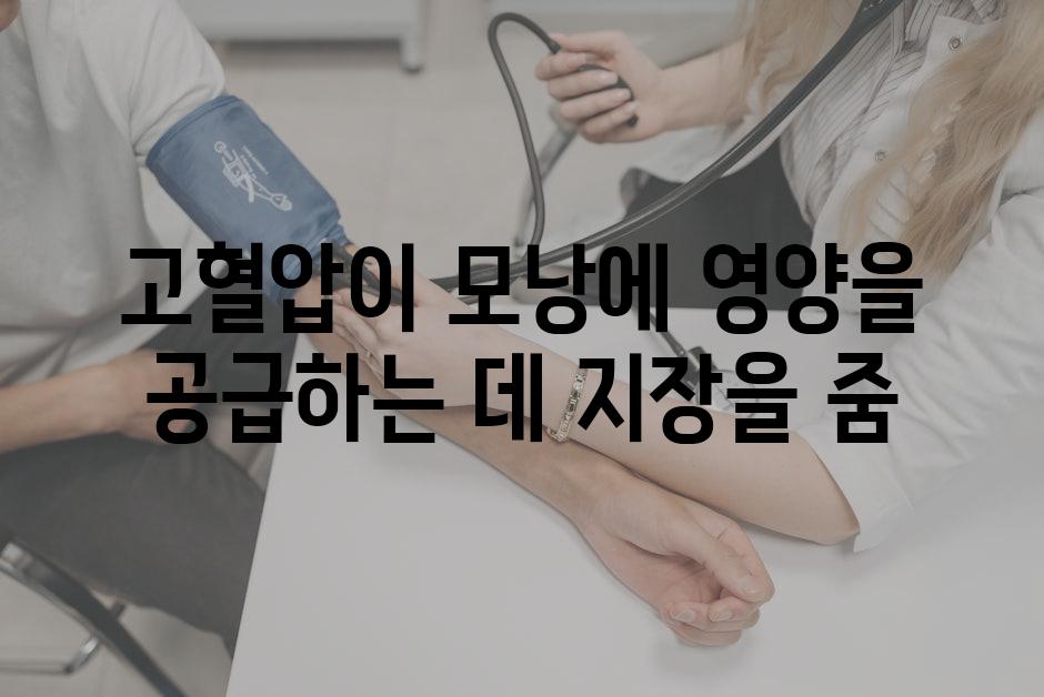 고혈압이 모낭에 영양을 공급하는 데 지장을 줌