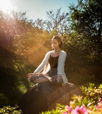 숲속 명상 사진