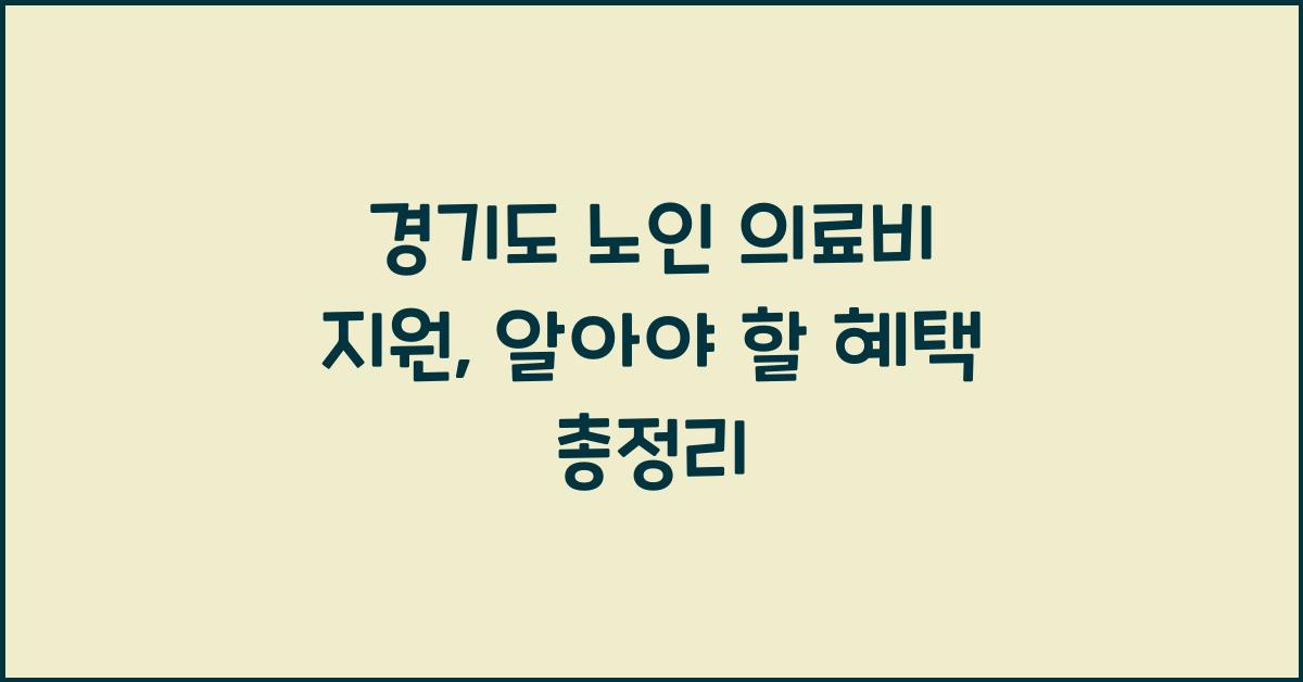 경기도 노인 의료비 지원  