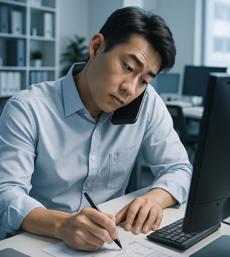 최악의 자세 4: 무심코 하는 ‘전화 통화’ 자세