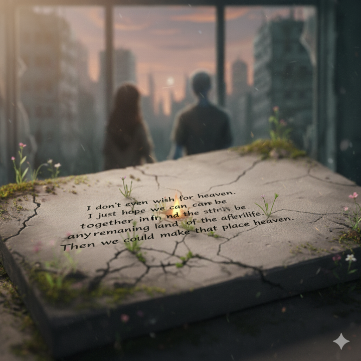 책의 메시지를 담은 구절이 적힌 감성적인 사진